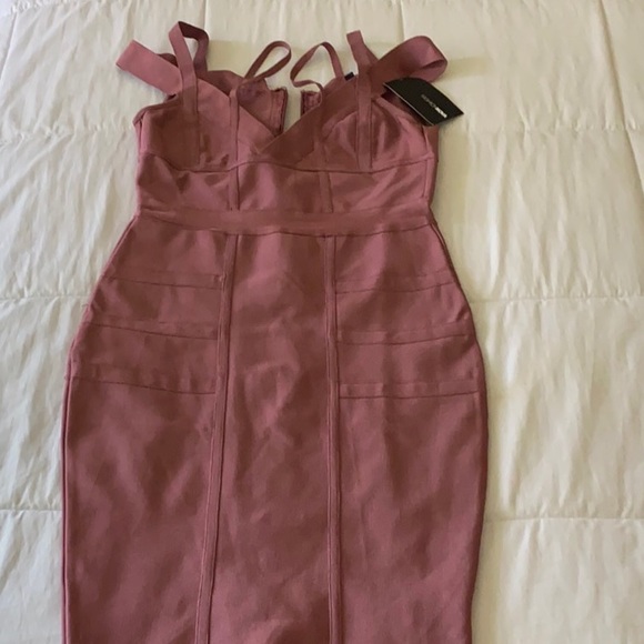 New Fashion Nova Lansa Bandage Dress - Dark Mauve - Picture 1 of 9